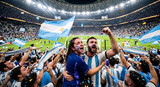 Argentina National Football Team Fans Cheering and Waving Flags in Stadium