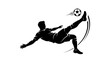 © Diclonius - A dynamic silhouette of a soccer player executes a spectacular bicycle kick, launching the ball into the air with graceful agility and athletic power, illustrating the spirit of the game.