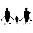 © priyasivakumar - carrot family father mother and kid carrot holding hands together design silhouette.eps