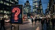© Panuwat - Cityscape tall buildings background foreground there Economic Uncertainty: Red Question Mark Overlayed on a Depicting