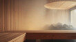 © Neural Canvas - Sauna interior wood bench hot steam wellness relaxation spa heat stone modern minimal design comfort indoor