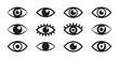 © Nayan Arts - Compilation of various eye symbols in silhouette, including detailed and simple designs.