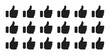 © Abu - Set of like icons for social media engagement in solid black style for voting and rating interfaces.
