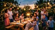© Jamina - 4th of july celebration with family and friends in a backyard with sparklers and string lights