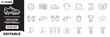 © Hike Studio 2 - Soccer football sport line art vector icon set with ball field whistle jersey cleats glove trophy goal cards. featuring referee whistle scoreboard red card flaming ball players team strategy field