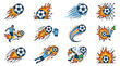 © Retno - Collection of dynamic soccer ball and player illustrations with motion effects.