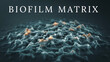 © SMZahid - Microscopic view of biofilm matrix with bacteria and extracellular polymeric substances in a complex network structure on a surface