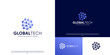 © dhulpikir - global technology innovation logo, interconnected molecular shapes, circular abstract shapes, digital network symbols, vector graphic illustration.