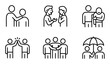 © Abdullah - Friendship Icons Set, People Collaboration Symbols, Support and Unity Vector Graphics, Human Connection Concepts, Teamwork and Community Line Art