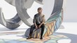 © BlackBridge Media - Young Man Sitting in Modern Concrete Sculpture