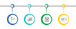© Abstract - startup and strategy icon set with success flag, rivalry, report, gift voucher signs in flat outline style