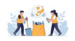 © Alton - Dedicated volunteers collecting plastic bottles and putting them into a large bag to promote environmental recycling and partnership.