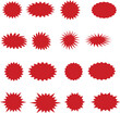 © Shutter Wisp - Red starbursts sale badge blank sticker price tag discount label promo button empty special offer sign retail marketing element isolated flat design templates shape graphic bundle vector