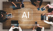 © InfiniteFlow - A diverse group of professionals collaborates on artificial intelligence concepts using digital devices at a modern office table, emphasizing teamwork and innovation. Cyphers