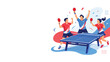 © Kyle - Group of friends celebrating a table tennis match victory with animated enthusiasm.