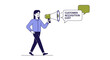 © Yolak - Illustration of person using megaphone for customer acquisition.