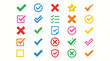 © matahari - Set of checkmarks and crosses icons, selection, options, and confirmation symbols