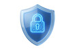 © Abode stock - 3d render of glowing neon security shield icon with integrated circuit board patterns representing advanced digital protection and network safety isolated on transparent background file.