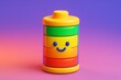 © Pixels Hunter - Colorful smiling battery icon with stackable segments in playful style on vibrant gradient background, representing energy and happiness concept. Ai generative