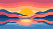 © Glypho - Colorful Wavy Abstract Landscape with Sunset and Water Reflection