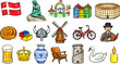 © brthd - denmark icon pack of colored pencils crayons european country tourism, identity, attraction, symbol