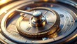 © syaura - Detailed Macro Close-up of Precision Clockwork Mechanism with Golden Metallic Gears and Sharp Timepiece Indicators
