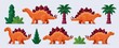 © ckybe - Pixelated stegosaurus in dynamic retro 8-bit style, perfect for engaging children's educational dinosaur games.