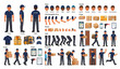 © akash - Courier delivery character creator with body parts poses and animation vector set
