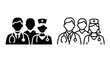 © Atikul - Medical team icon set with doctor nurse and practitioner avatars in outline and solid glyph style vector illustration isolated