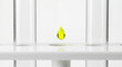 © Rendara Studio - Yellow laboratory reagent droplet suspended between empty test tubes