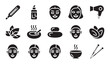 © Md Rony - Spa and wellness icon set featuring facial masks and hot stones for relaxation treatment.