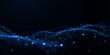 © Vactor Viky - Abstract blue glowing particle wave with luminous network lines, futuristic plexus mesh, flowing data stream visualization, and advanced cyber technology background