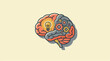 © Damar - Colorful brain illustration with lightbulb and gears representing human creativity and analytical thinking.