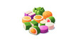 © Oke - Colorful sushi pieces arranged together.
