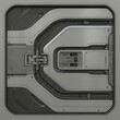 © Sanchiesp  - High-tech industrial metallic panel with intricate sci-fi details, integrated wiring, vents, and a subtle grunge texture. Perfect for futuristic designs and backgrounds. Generative AI.