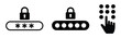 © 000. Mizu - Pin code icon set, keypad password symbols, authentication locks, secure access controls, digital security interface, identity protection, encryption technology, and user verification