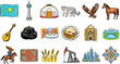 © brthd - Kazakhstan icon pack of colored pencils crayons european country tourism, identity, attraction, symbol