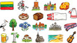 © brthd - Lithuania icon pack of colored pencils crayons european country tourism, identity, attraction, symbol