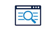 © Rehan - Blue digital browser window icon featuring a magnifying glass for website search and internet navigation