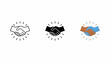 © Nafi - Handshake icons showing agreement and diversity with sparkles . Vector flat illustration.