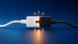 © Anhidrit'12 - Jigsaw puzzle shaped electrical plugs connecting with bright light representing problem solving and perfect fit solution