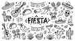 © Irtiko - Black and white vector fiesta graphic with mexican food and symbols