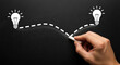© OPP-786 - Skill gap analysis concept with hand drawing light bulb connection on blackboard showing creative idea and innovation