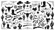 © Irtiko - Western themed vector graphic illustration with cowboy elements and cacti