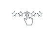 © Antu - Outline vector icon of a hand clicking on a star to give a high feedback rating from a five star choice scale.