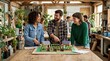 © Rianah - Diverse team collaborating on sustainable agriculture model with solar power