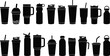 © MstKulsum - Collection of various black silhouettes of reusable cups and bottles