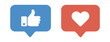 ©   - Like and love icon button set featuring thumbs up, heart, speech bubble, and social media reaction symbols for modern user interface design.