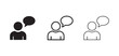 © Bhuiyan - people talking with speech bubbles in black and white on a white background for communication and conversation concepts  simple line and solid icons