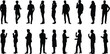 © ripon29 - Assortment of male and female silhouettes in standing and talking poses on white background Keywords: silhouette, people, man, woman